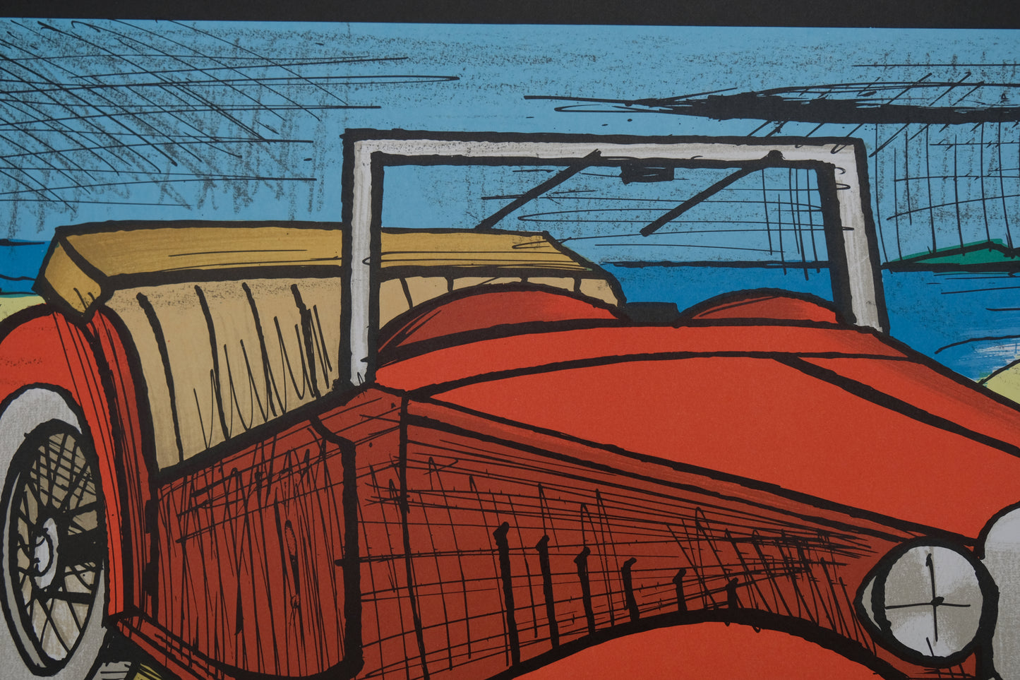 Bernard BUFFET : L'automobile - Lithographie originale signée