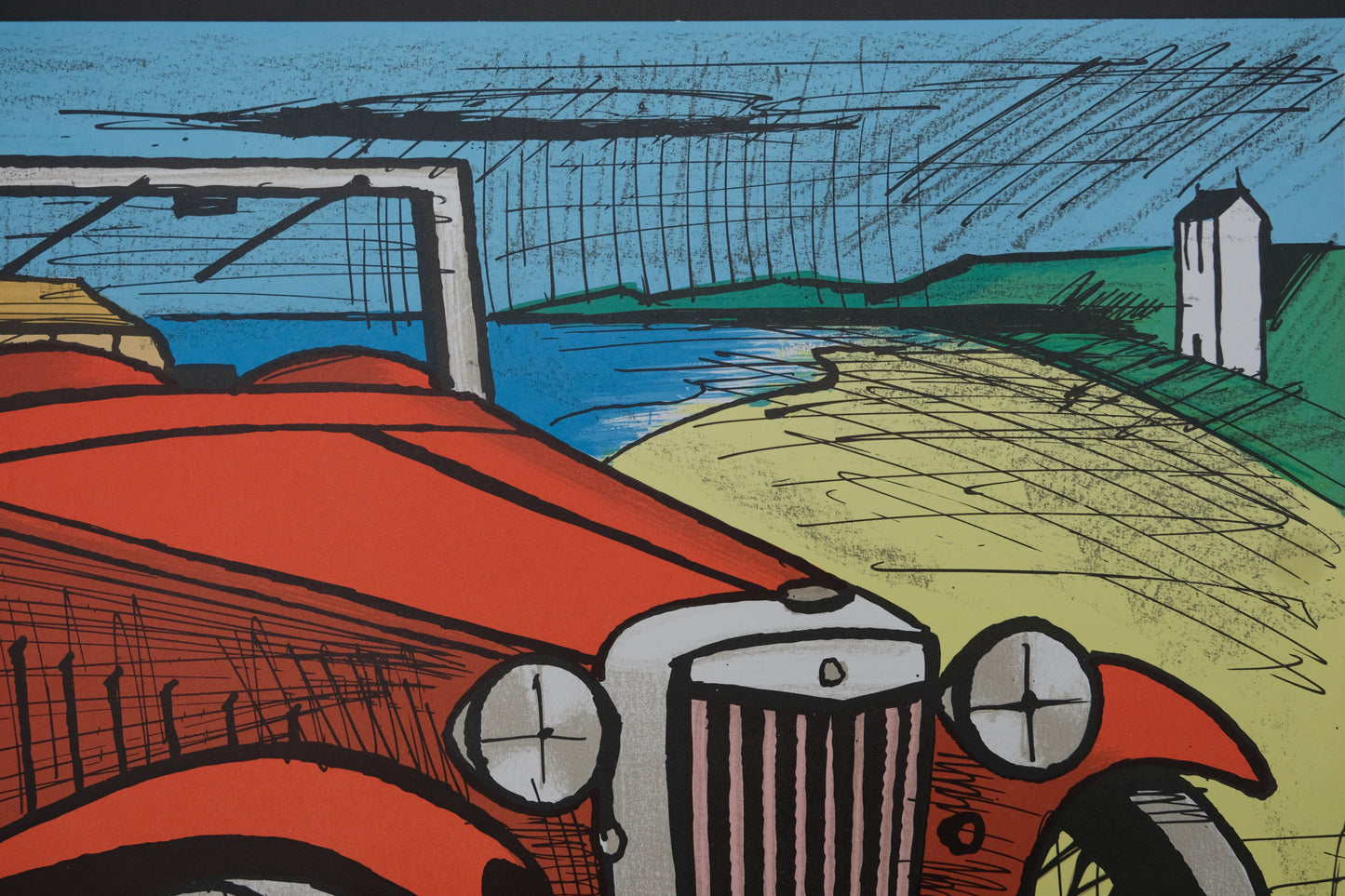 Bernard BUFFET : L'automobile - Lithographie originale signée