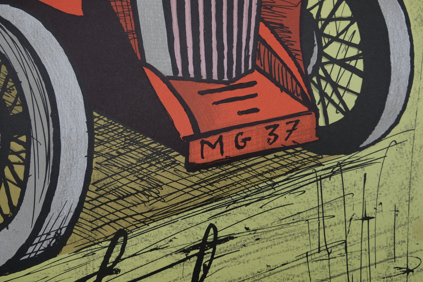 Bernard BUFFET : L'automobile - Lithographie originale signée