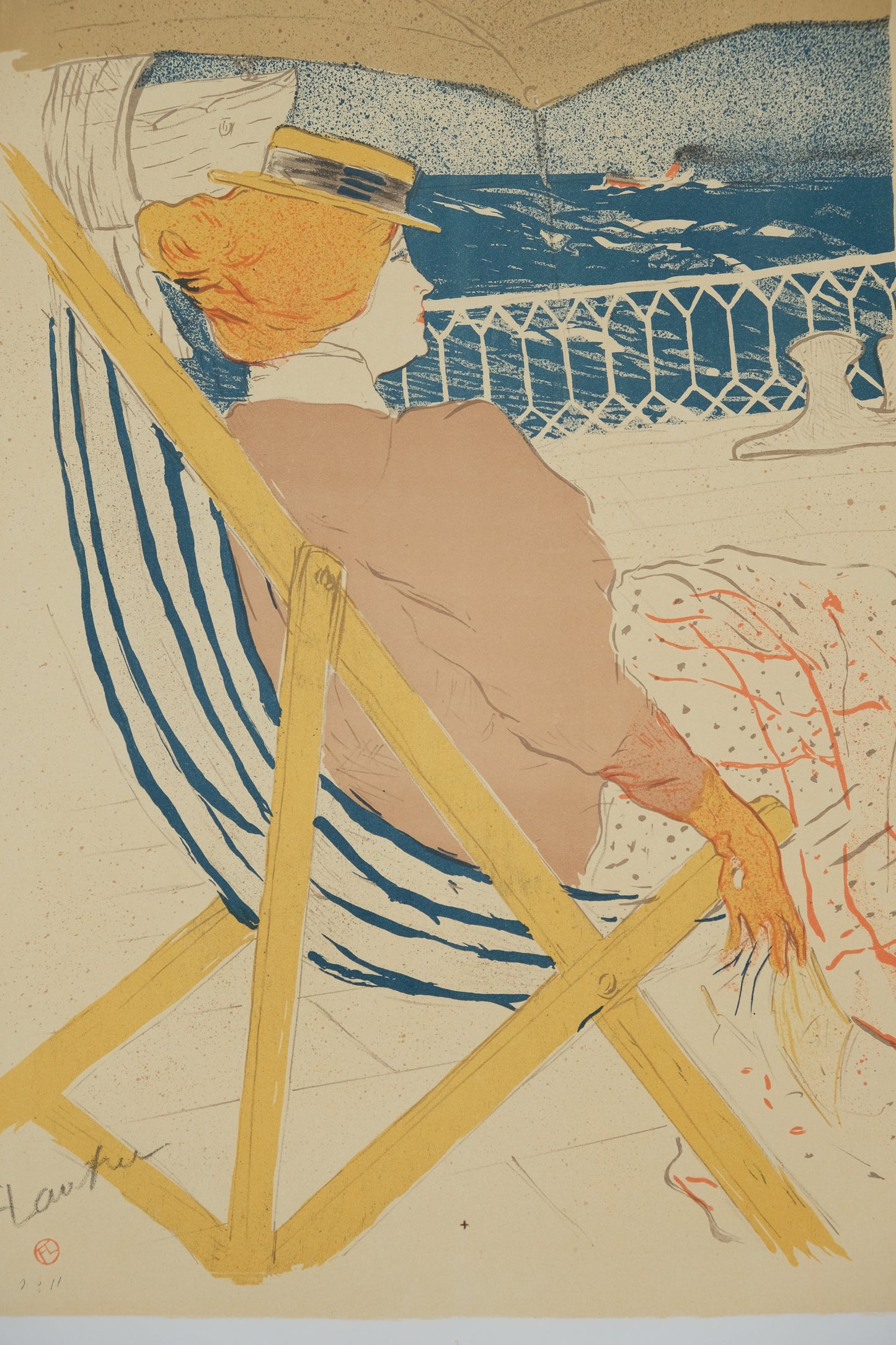 Henri DE TOULOUSE LAUTREC : Femme regardant la mer - Affiche originale signée