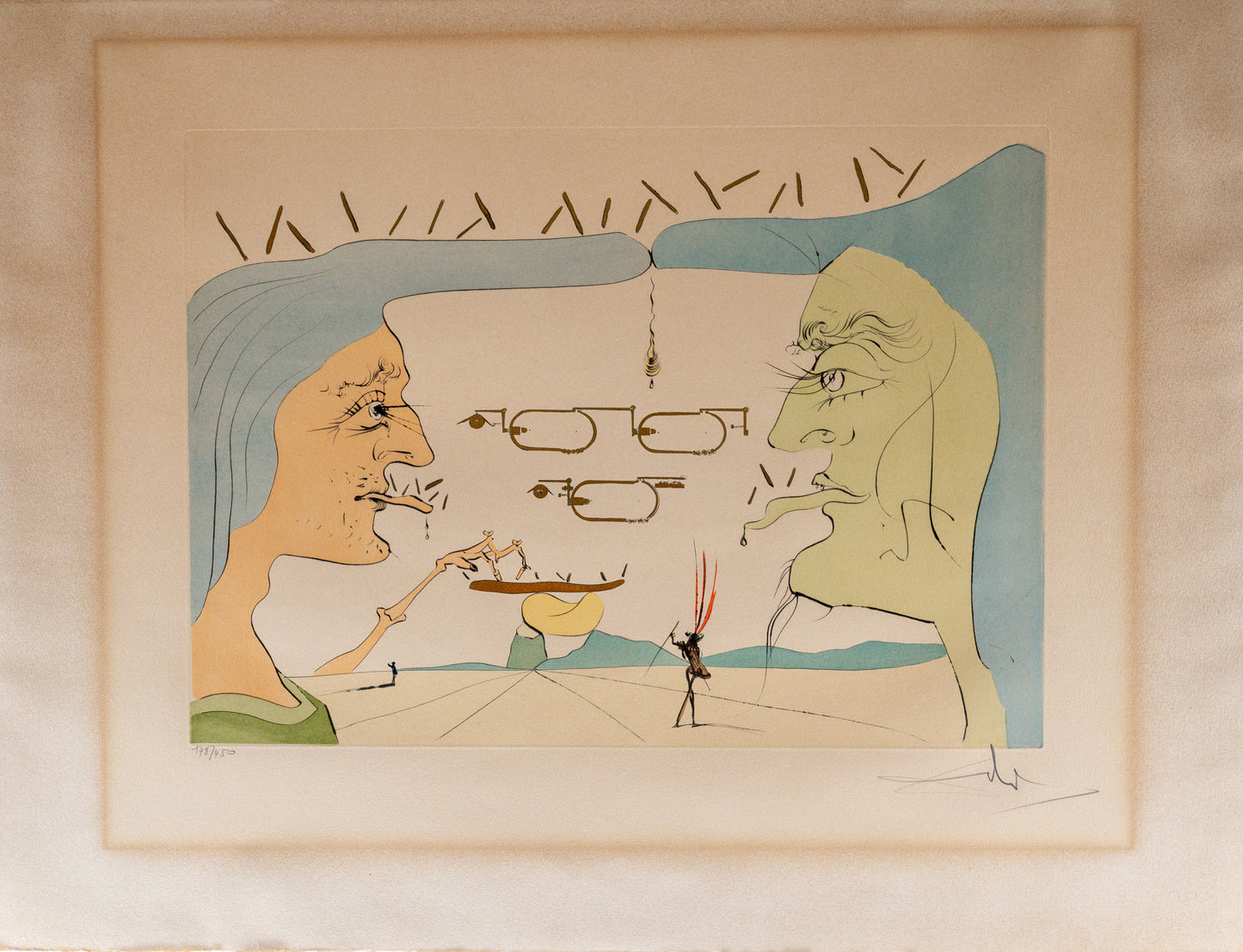 Salvador DALI : Le Télégraphe - Gravure originale signée