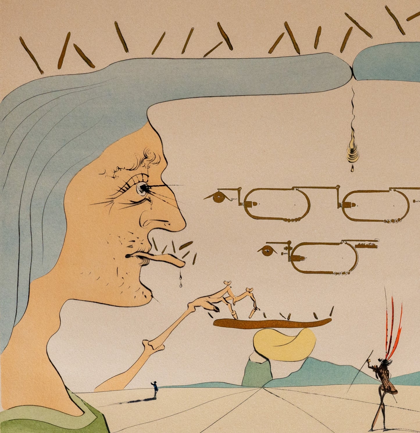 Salvador DALI : Le Télégraphe - Gravure originale signée