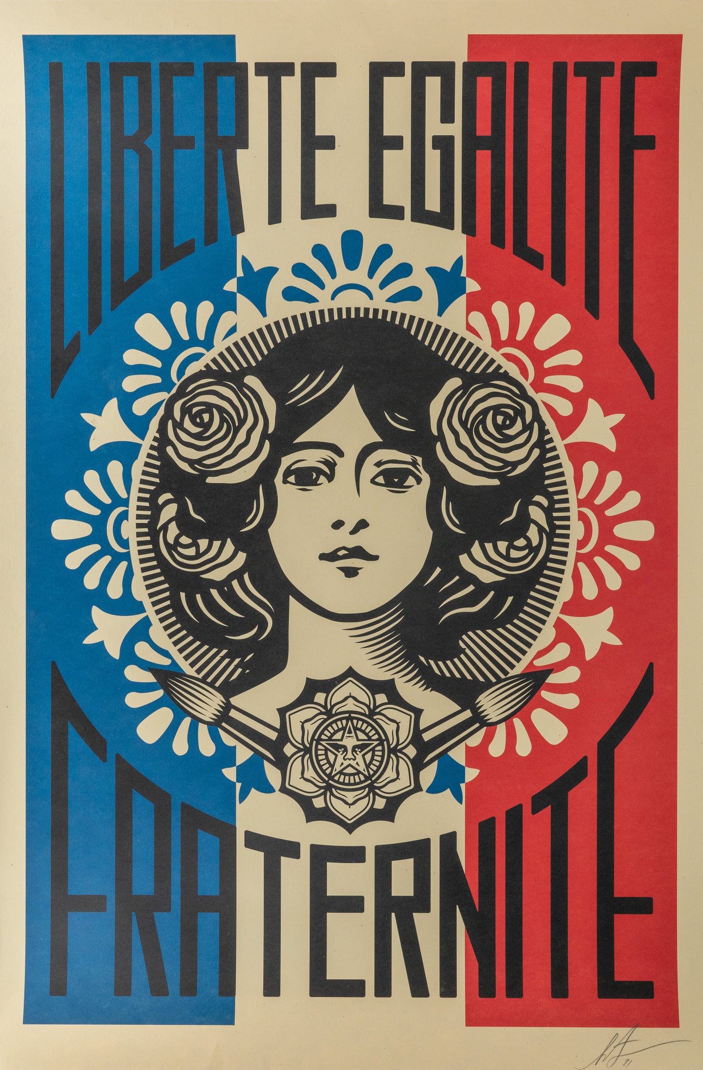 Shepard FAIREY (OBEY) : Liberté, Egalité, Fraternité - Lithographie originale signée