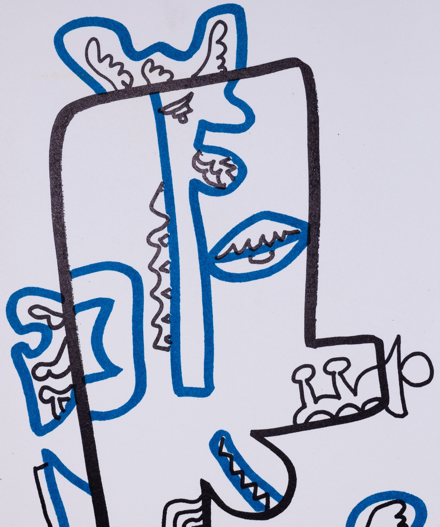 Charles LAPICQUE : Personnage bleu et noir - Lithographie originale signée
