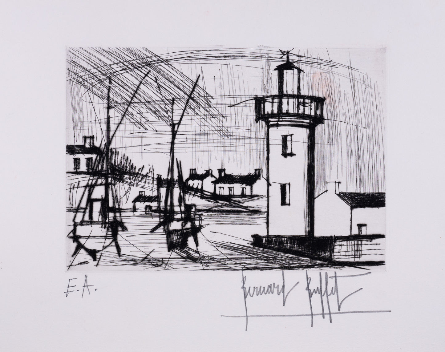Bernard BUFFET : Le phare - Gravure originale signée