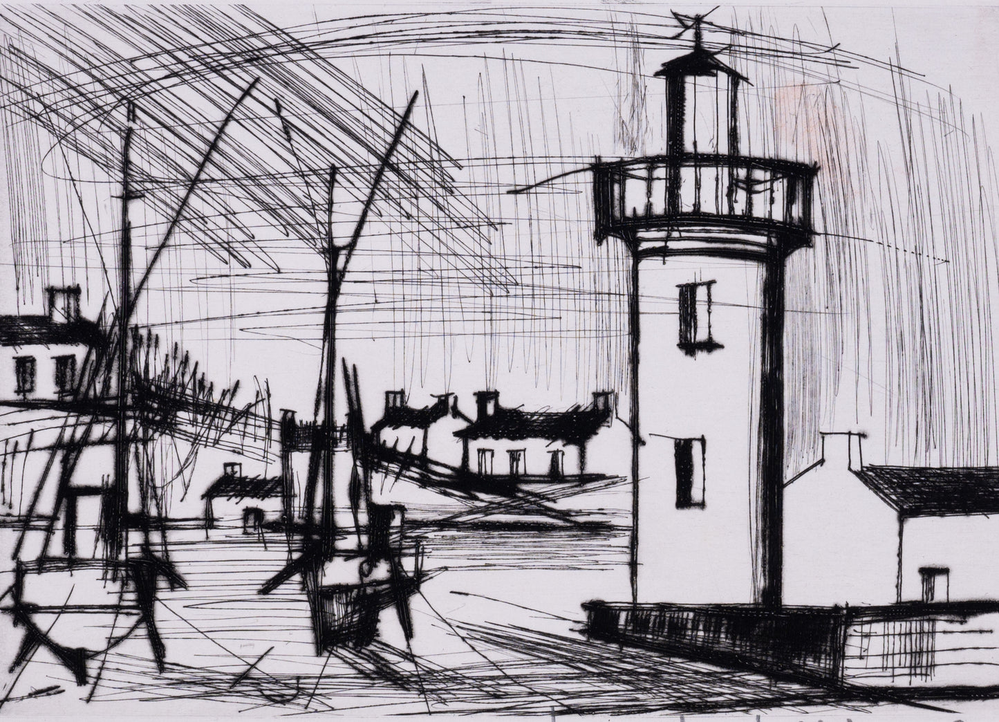Bernard BUFFET : Le phare - Gravure originale signée