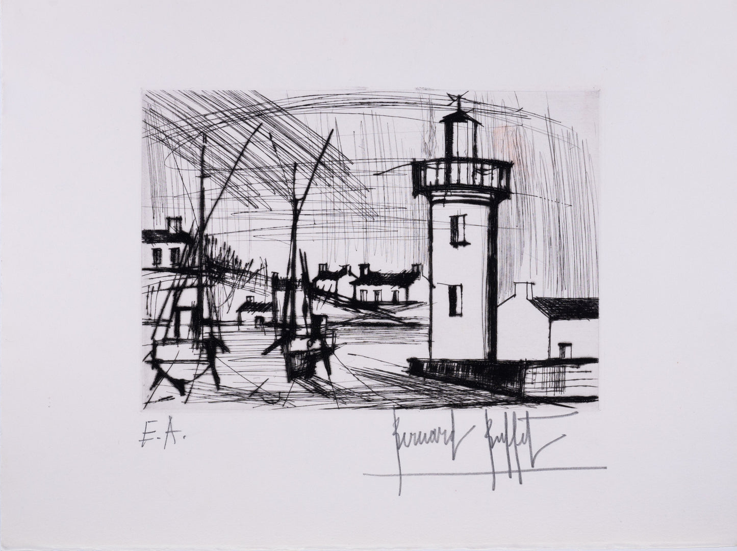 Bernard BUFFET : Le phare - Gravure originale signée