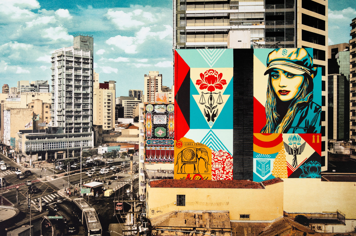 Shepard FAIREY (OBEY) : Carga fragil mural - Lithographie originale signée
