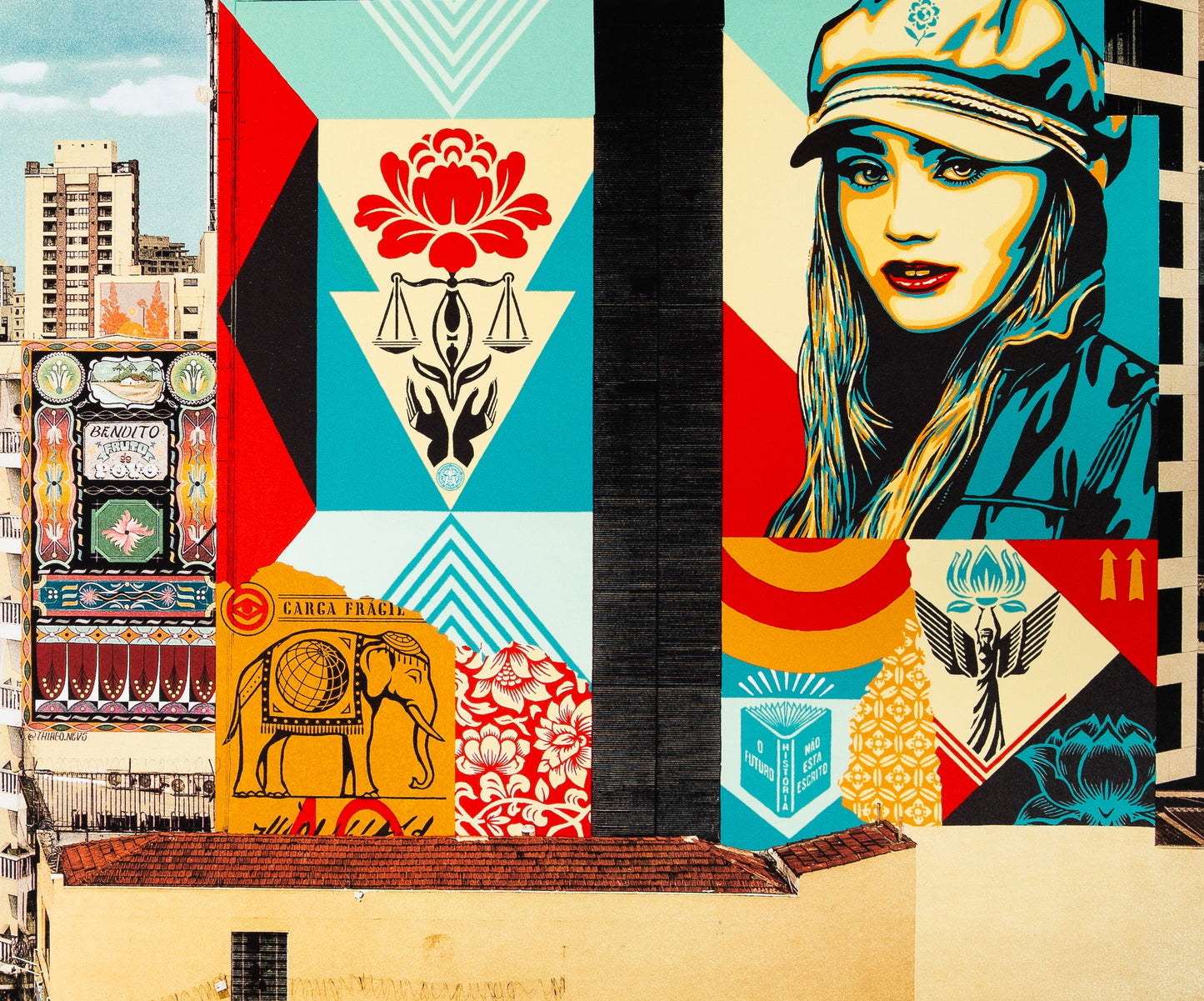 Shepard FAIREY (OBEY) : Carga fragil mural - Lithographie originale signée