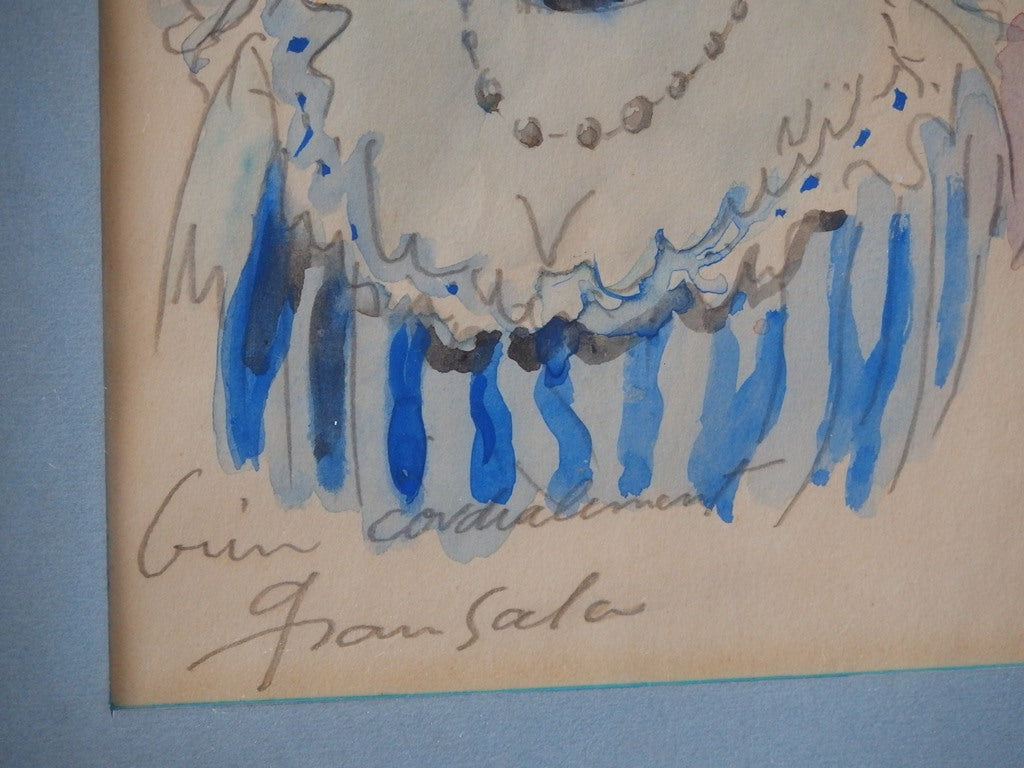 Emilio GRAU SALA : Jeune fille blonde - Aquarelle originale signée