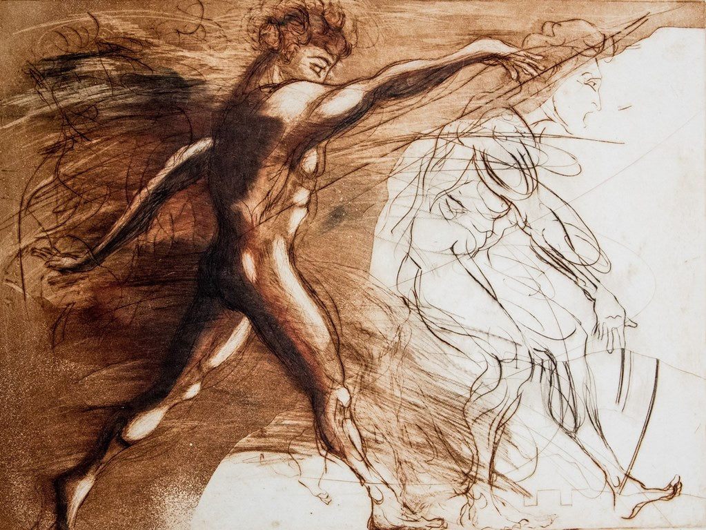 Jean Marie GUINY : Lanceur de javelot - Gravure originale signée