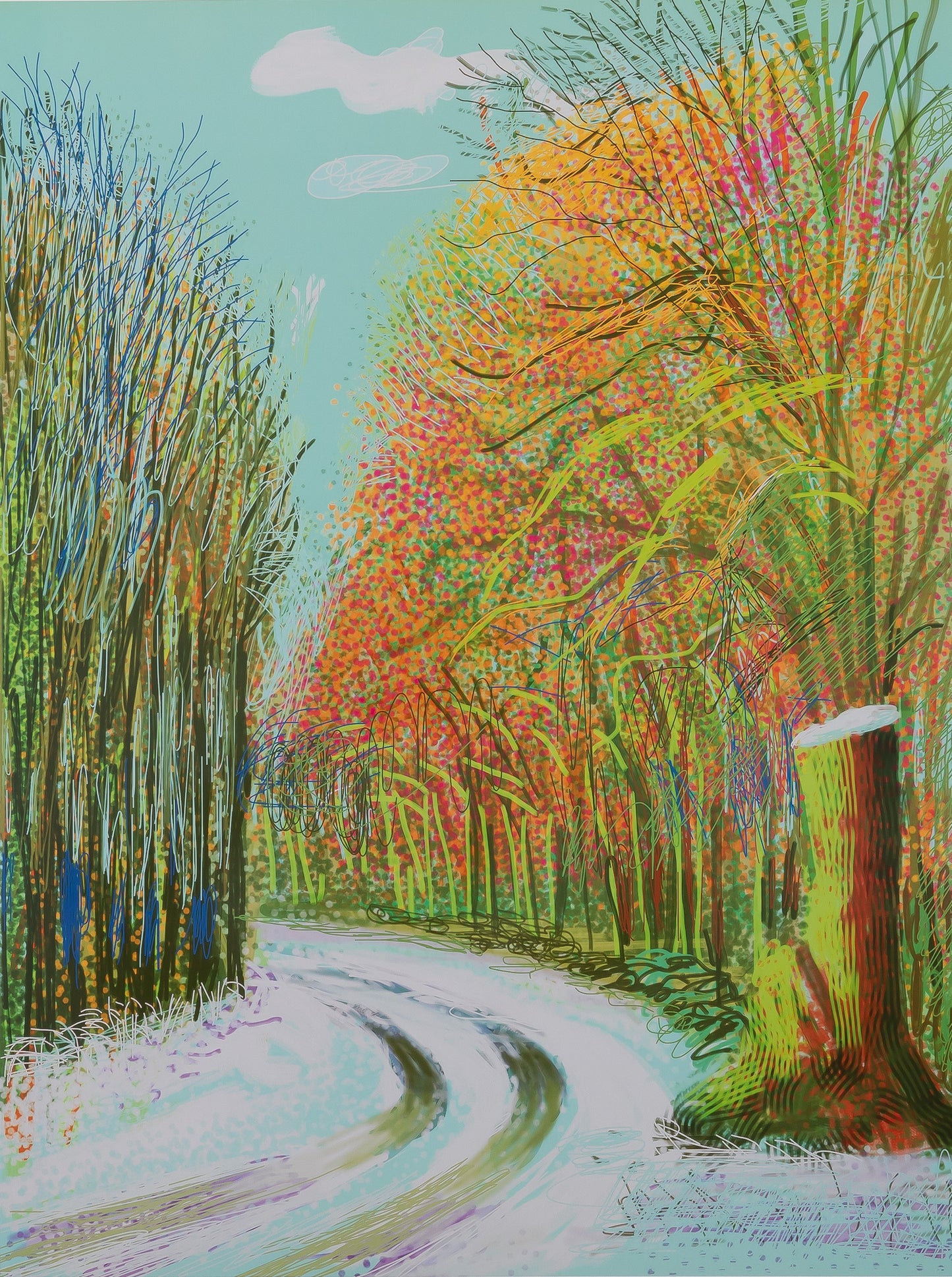 David HOCKNEY : Le chemin de la forêt - Affiche originale en couleurs