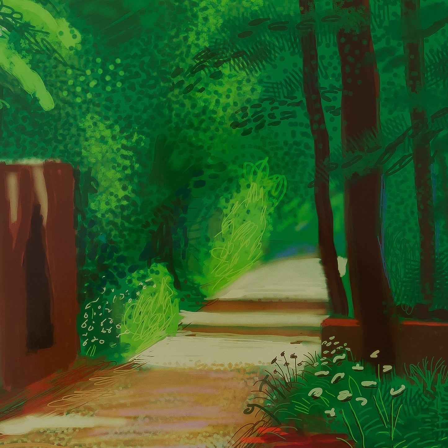 David HOCKNEY : Chemin dans la forêt - Affiche originale en couleurs