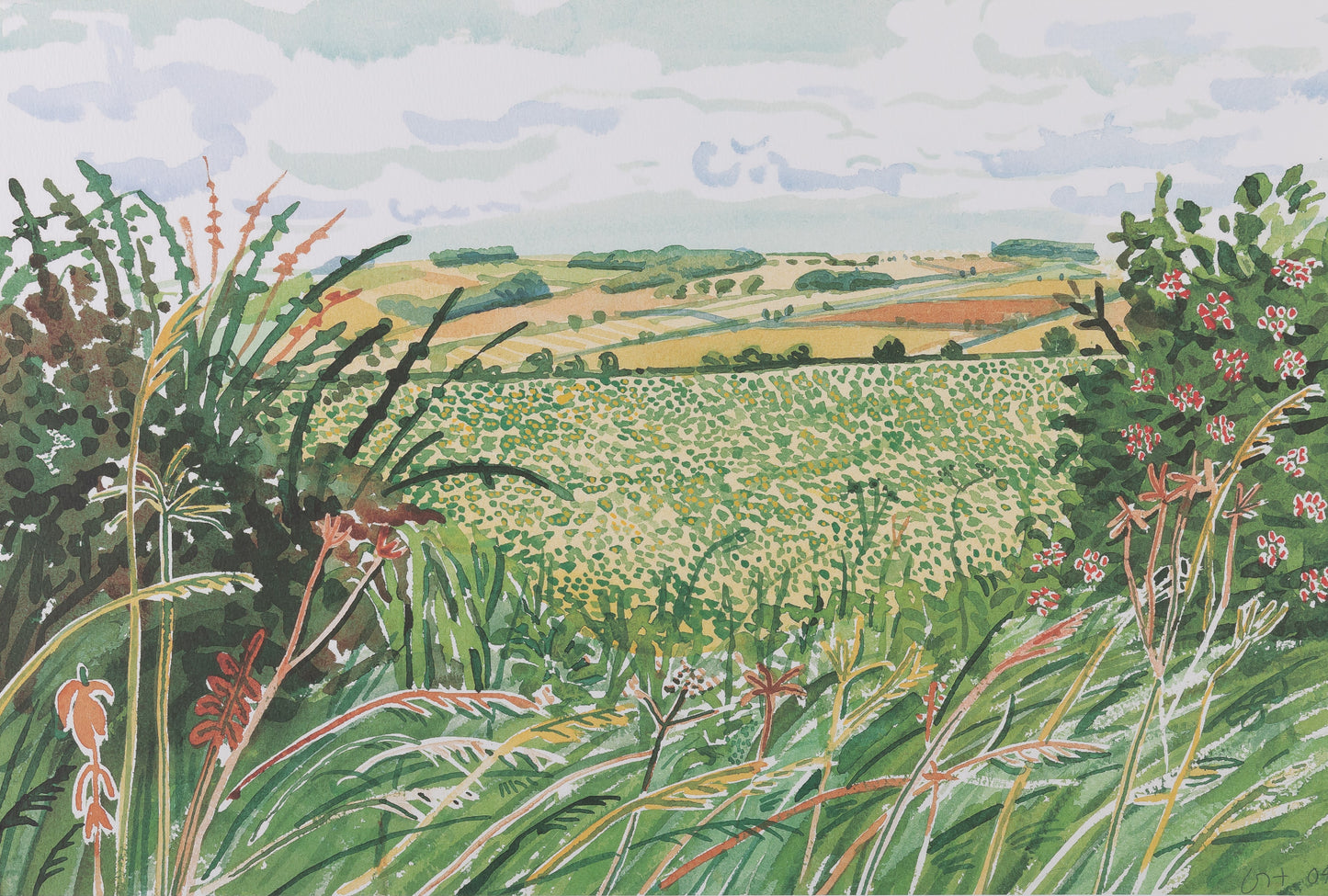 David HOCKNEY : A gap in the Hedgerow - Affiche originale en couleurs
