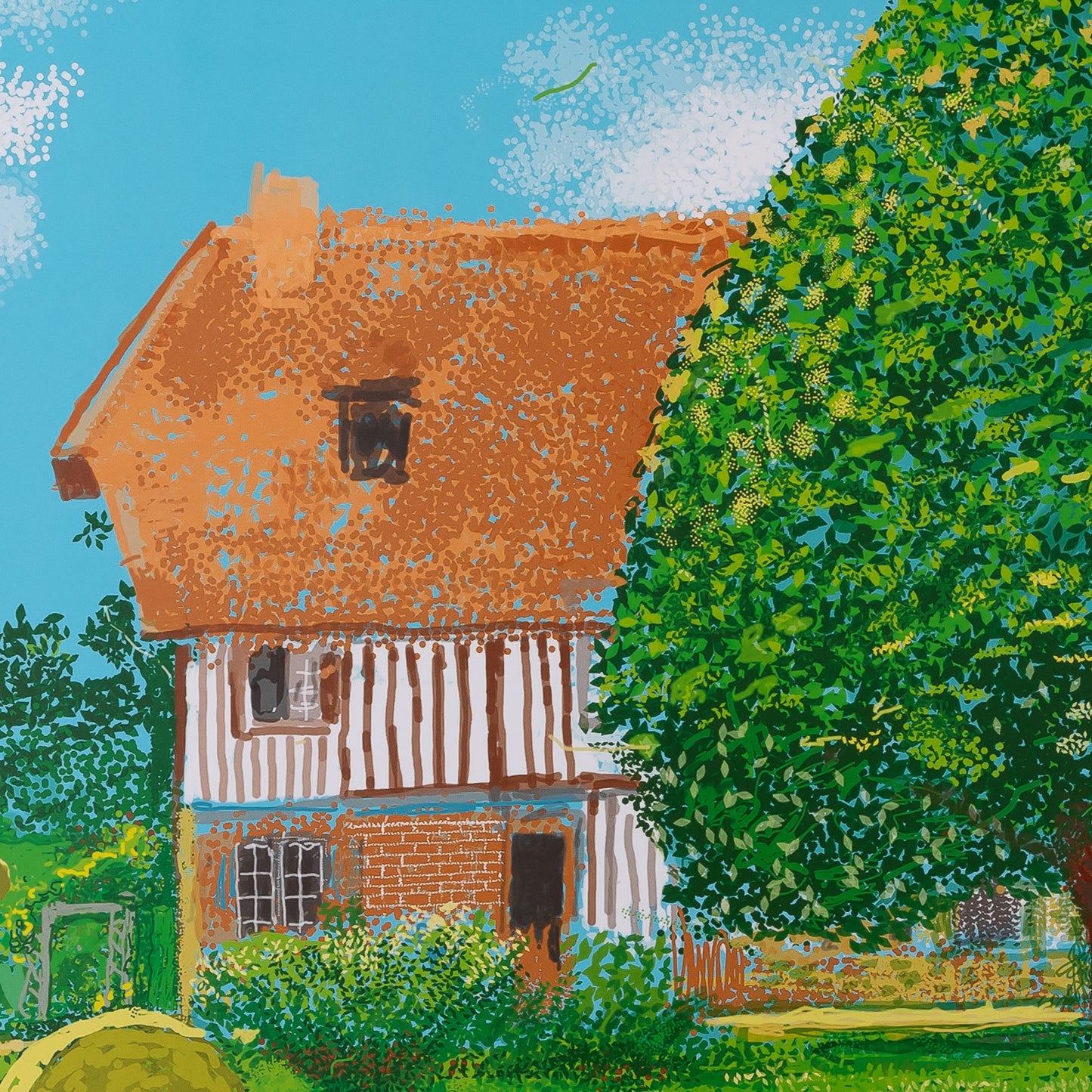 David HOCKNEY : La maison à colombages - Affiche originale en couleurs