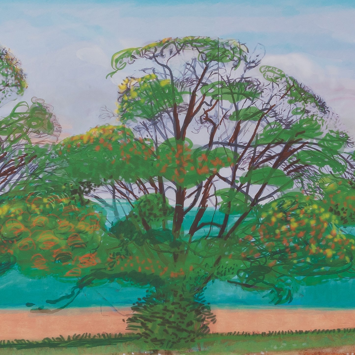 David HOCKNEY : L'automne à Thixendale - Affiche originale en couleurs