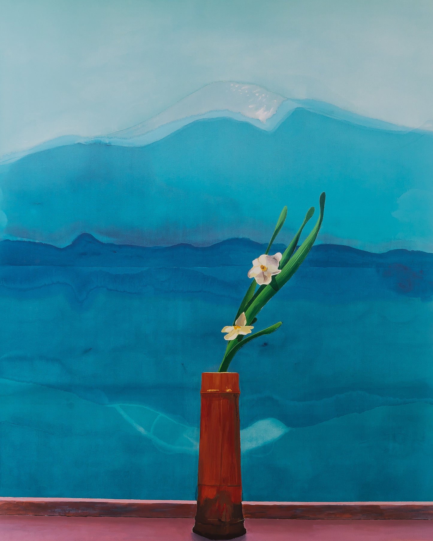 David HOCKNEY : Mount Fuji and Flowers - Affiche originale en couleurs