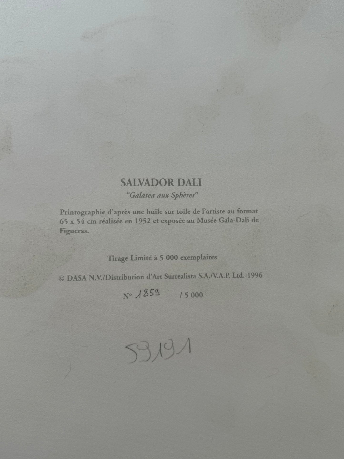 Salvador DALI : Galatea aux sphères - Lithographie signée