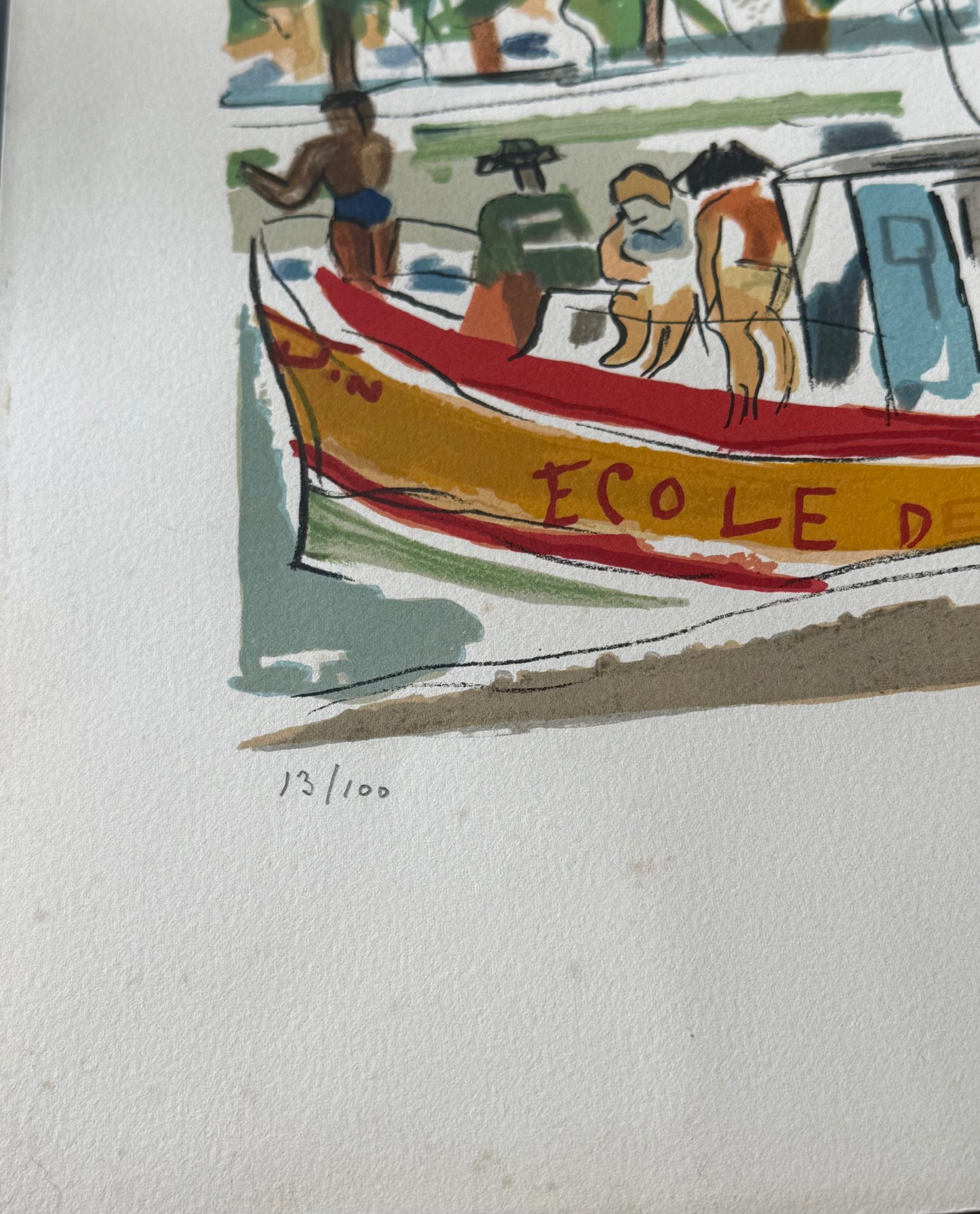 François DESNOYER : Le port de Saint-Raphaël - Lithographie originale signée