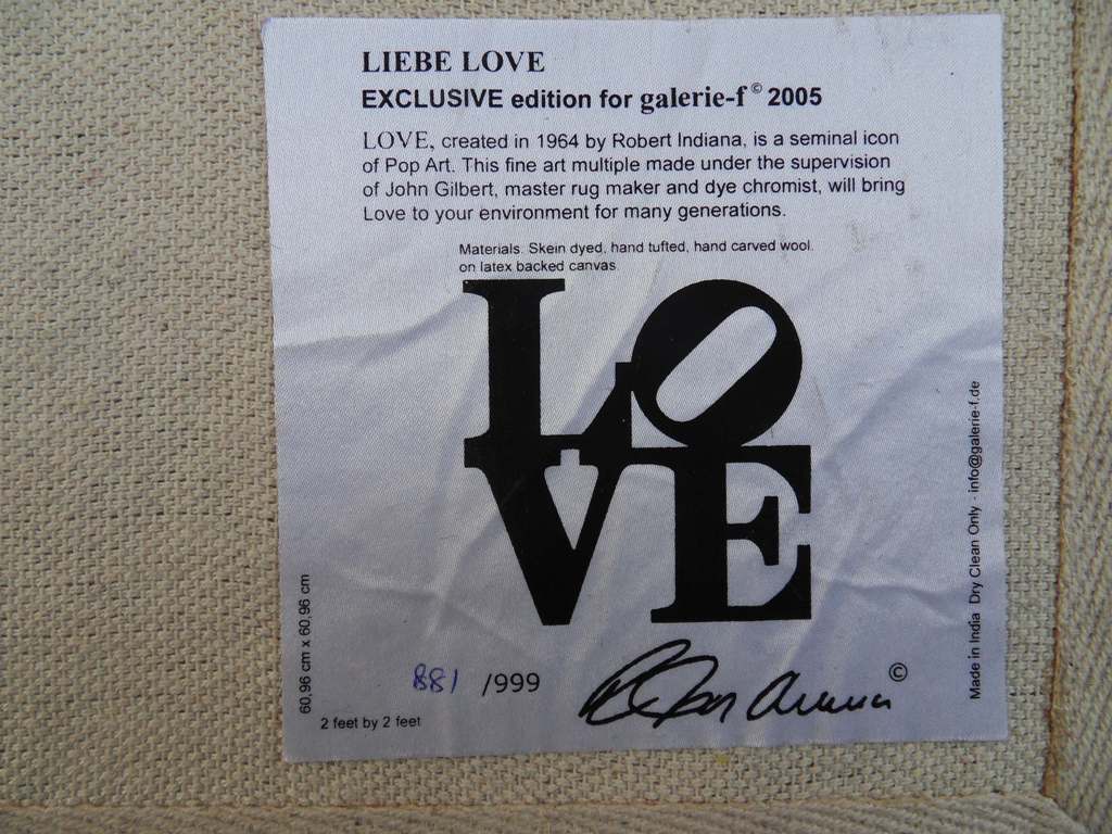 Robert INDIANA : Liebe LOVE - Tapisserie signée