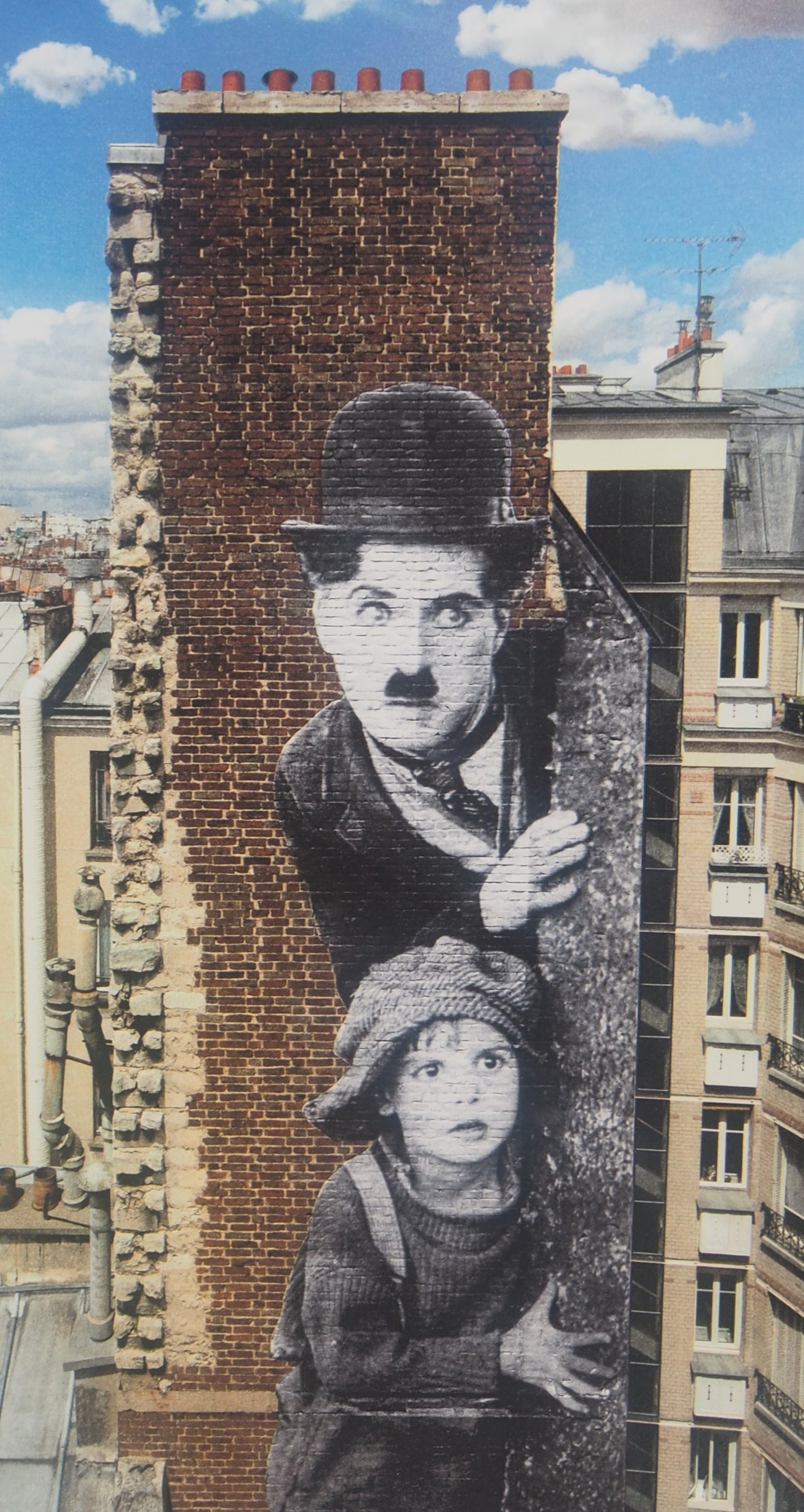 JR : Hommage à Charlie Chaplin - Lithographie originale signée