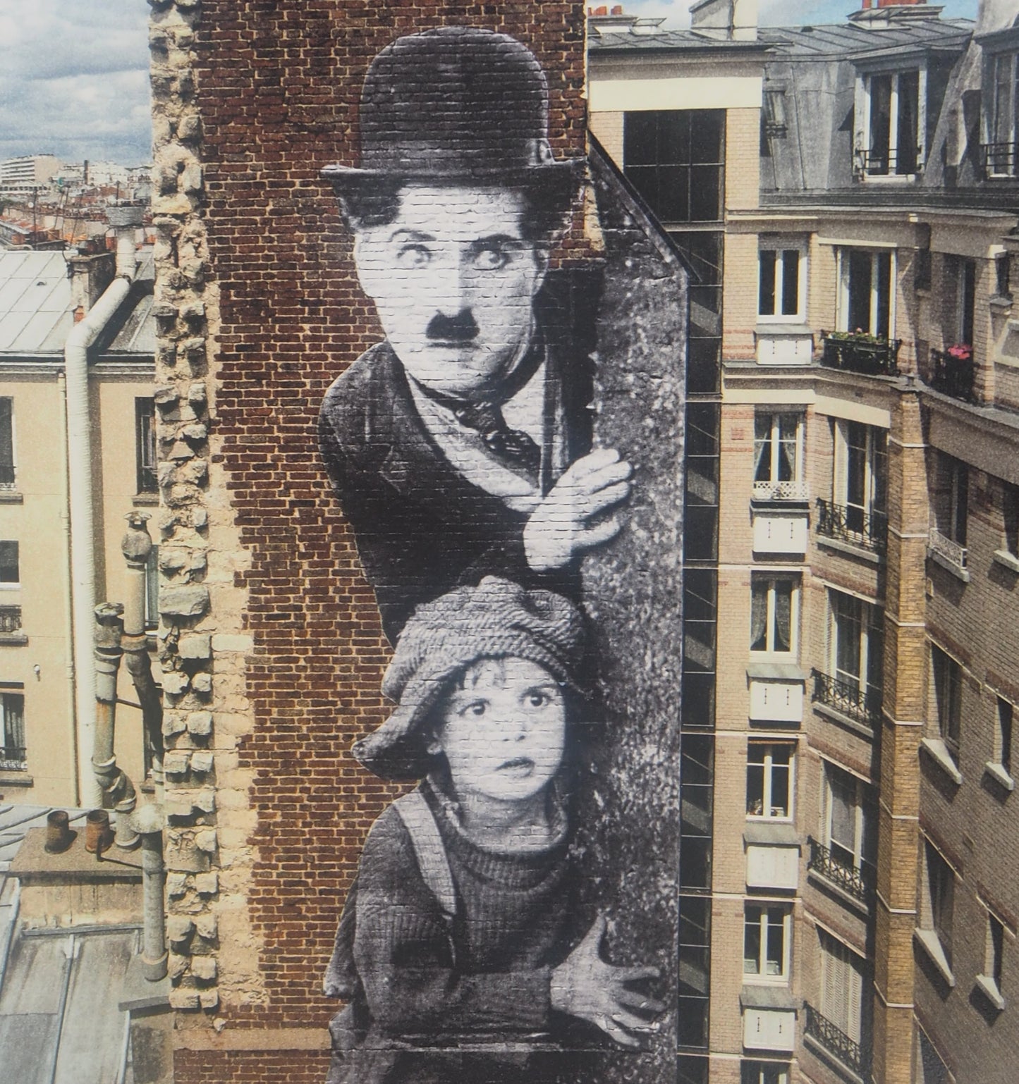 JR : Hommage à Charlie Chaplin - Lithographie originale signée