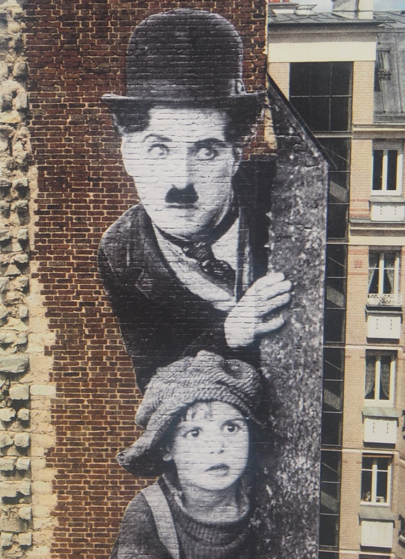 JR : Hommage à Charlie Chaplin - Lithographie originale signée