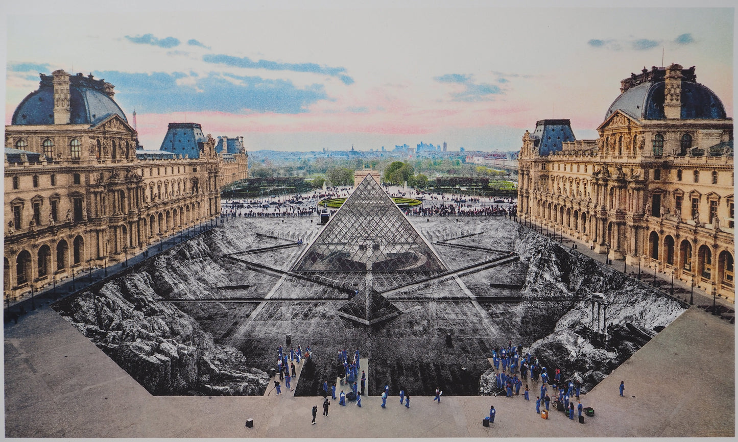 JR : JR au Louvre - Lithographie originale signée