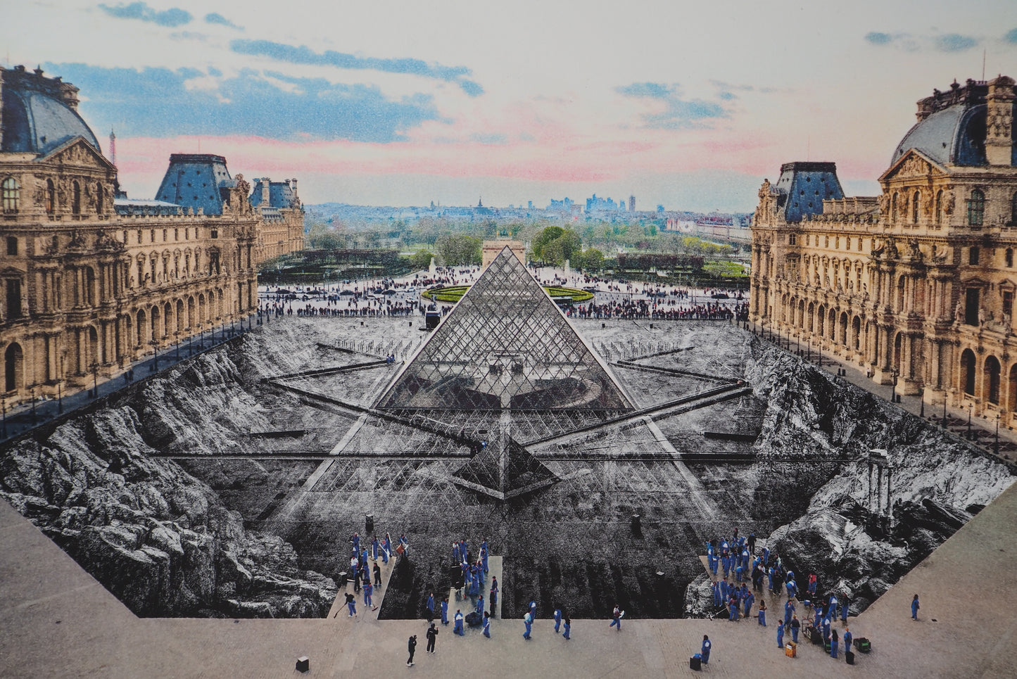 JR : JR au Louvre - Lithographie originale signée