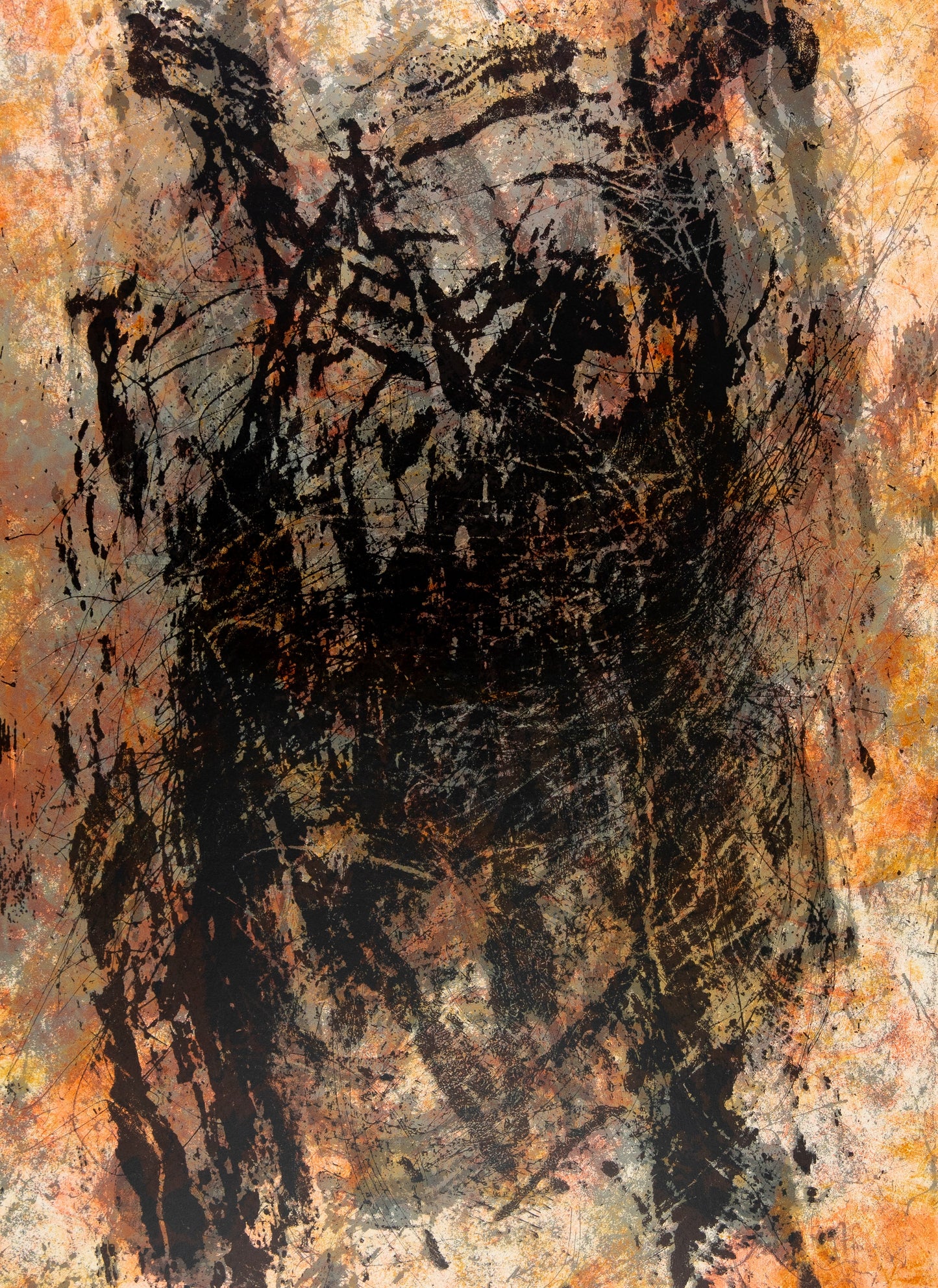 François FIEDLER : Composition Abstraite - Affiche originale en couleurs