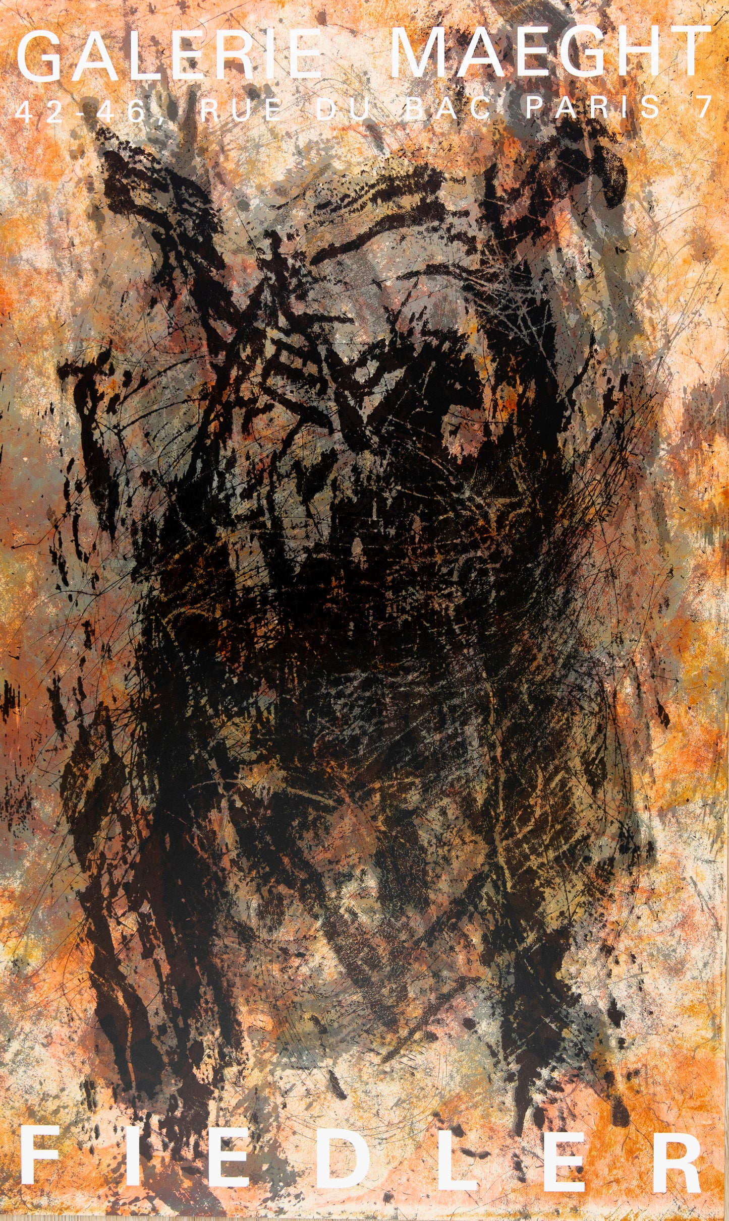 François FIEDLER : Composition Abstraite - Affiche originale en couleurs