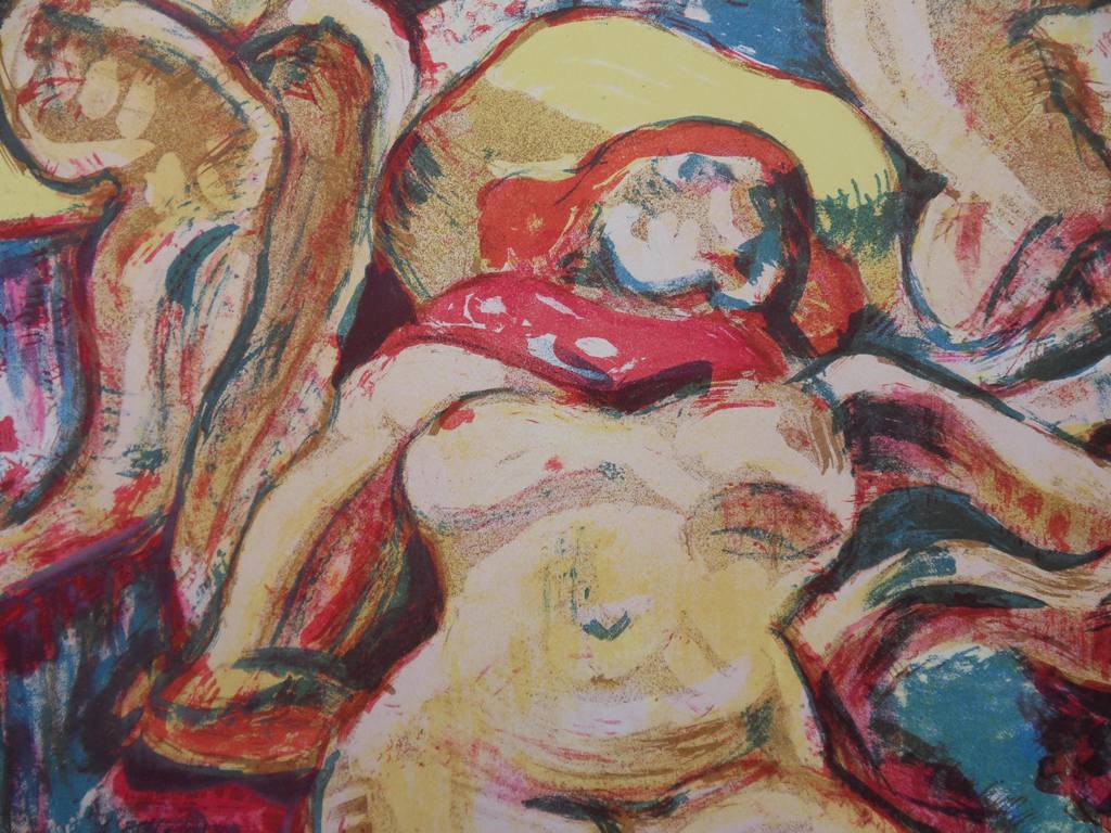 François DESNOYER : Trois femmes nues à la fenêtre - Lithographie originale signée