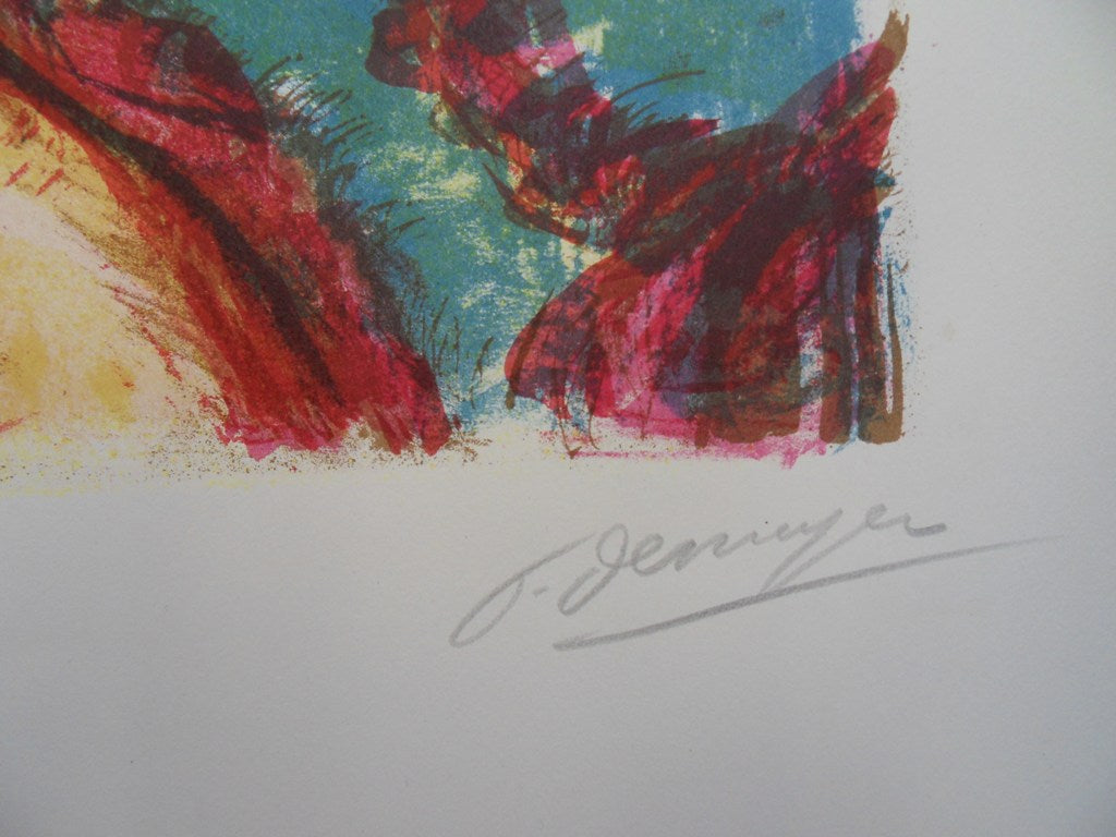 François DESNOYER : Trois femmes nues à la fenêtre - Lithographie originale signée