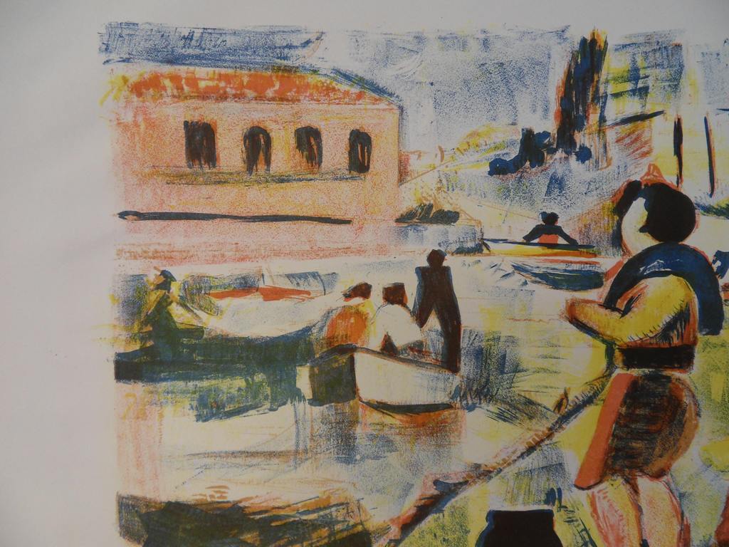 François DESNOYER : Bord de rivière - Lithographie originale signée