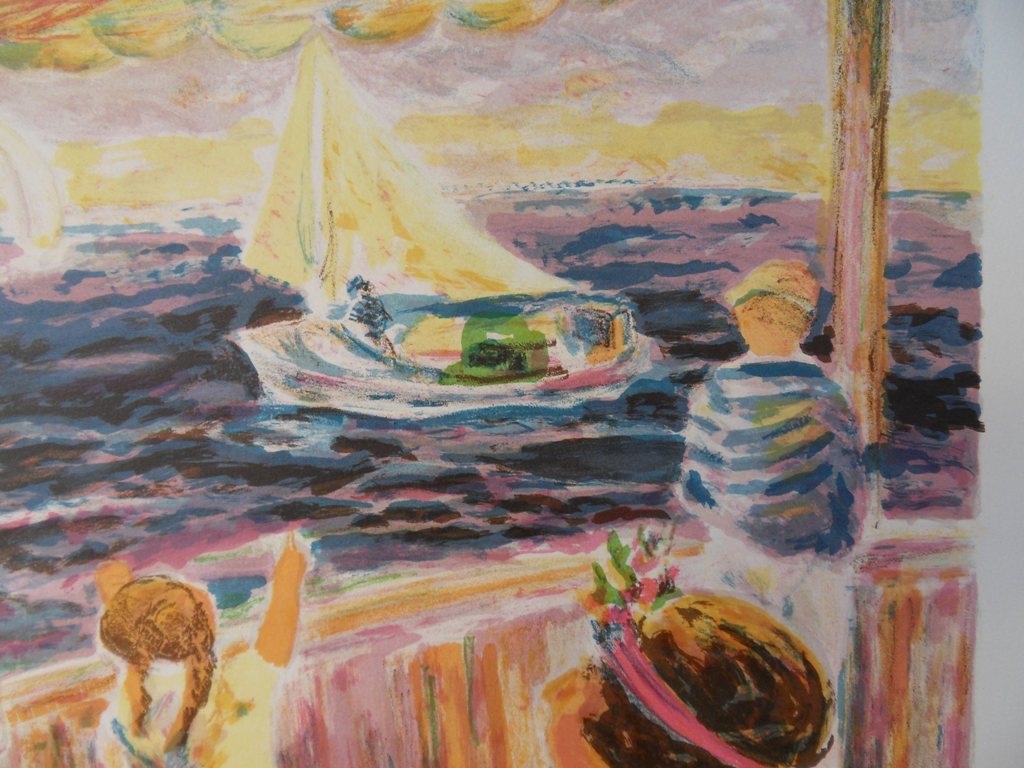 Elyane ADDARI : Diner au port - Lithographie originale signée