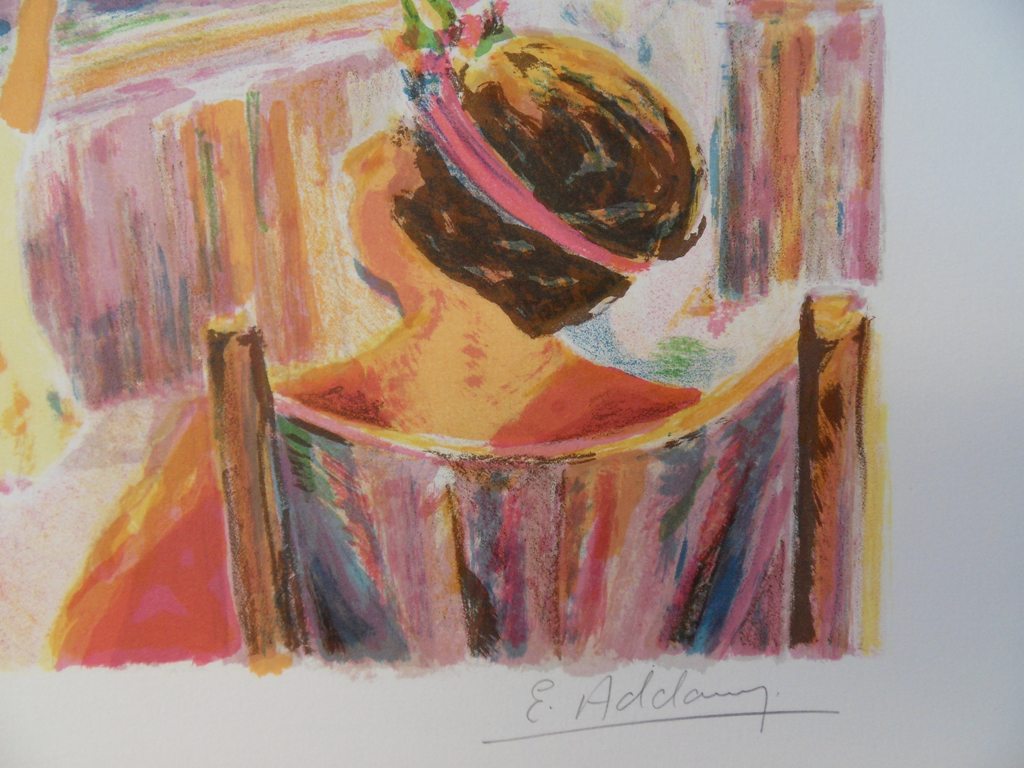 Elyane ADDARI : Diner au port - Lithographie originale signée