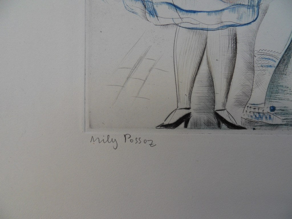 Mily POSSOZ : Les jeunes filles en promenade - Eau-forte originale signée