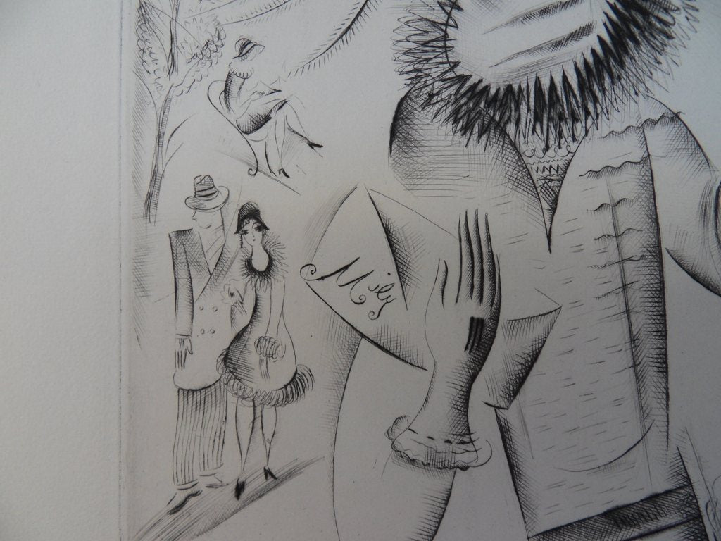 Mily POSSOZ : Jeune fille à l'ombrelle - Gravure originale signée