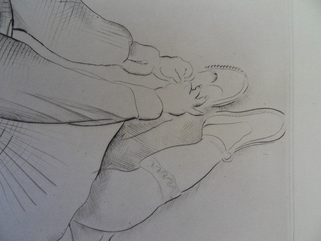 Mily POSSOZ : Le petit garçon s'habille - Gravure originale signée