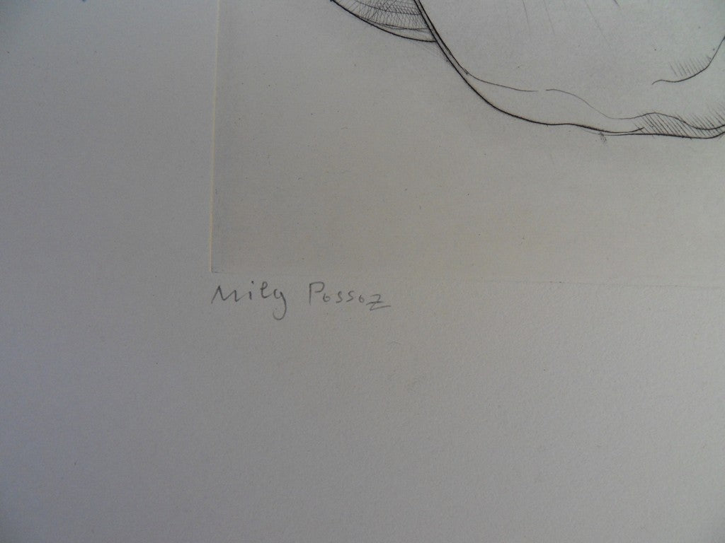 Mily POSSOZ : Le petit garçon s'habille - Gravure originale signée