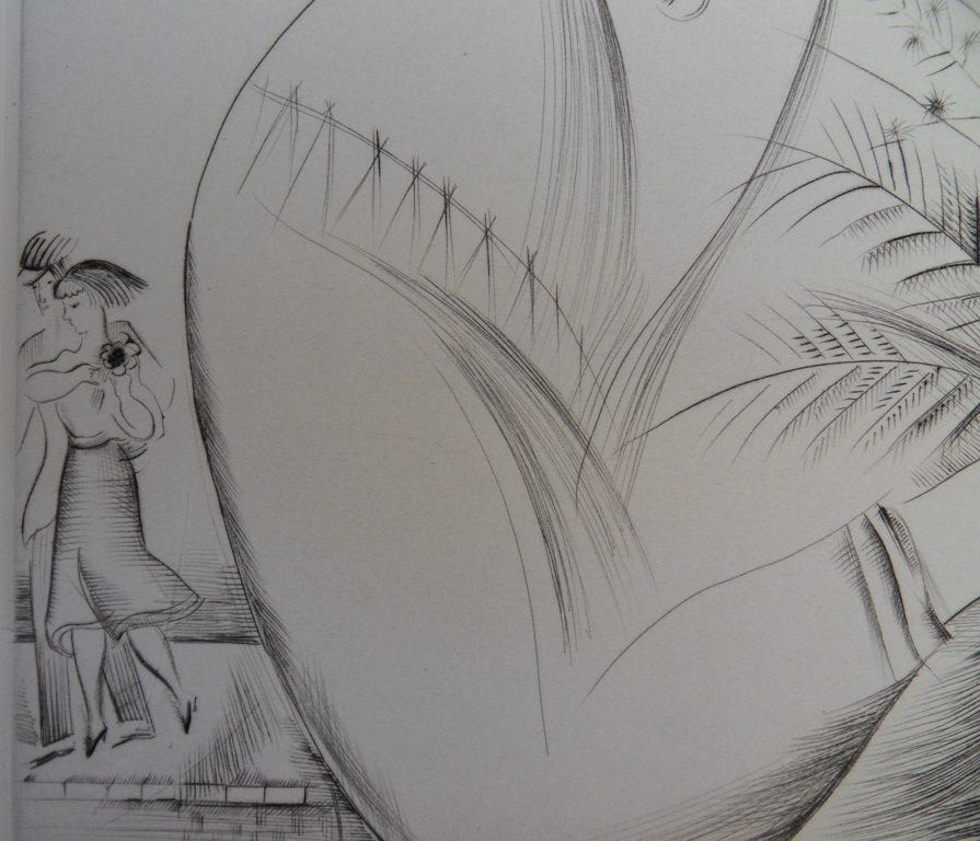 Mily POSSOZ : La jeune fille au bouquet - Gravure originale signée