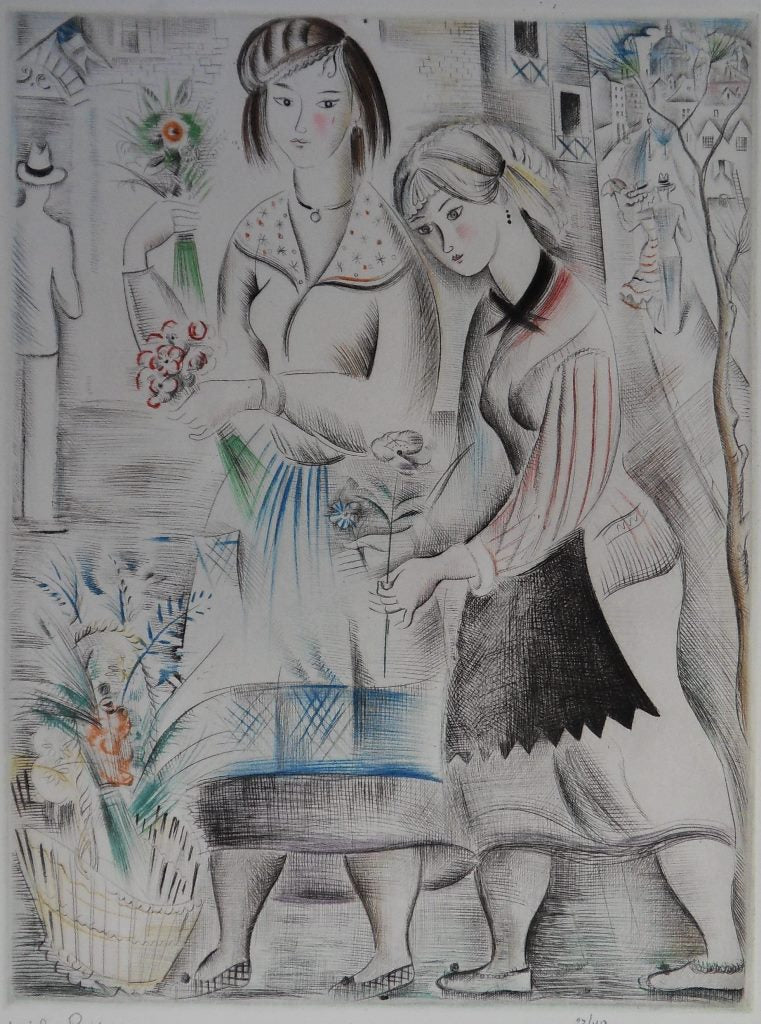 Mily POSSOZ : Les fleuristes - Eau-forte originale signée