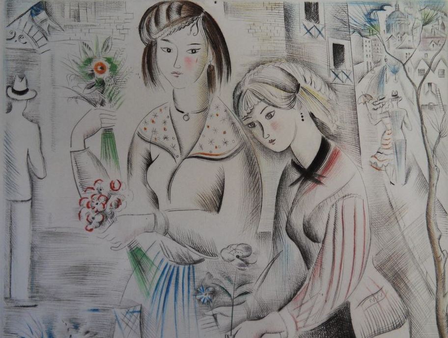 Mily POSSOZ : Les fleuristes - Eau-forte originale signée