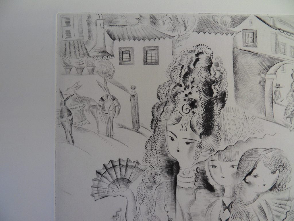 Mily POSSOZ : Jeune fille coquette - Gravure originale signée