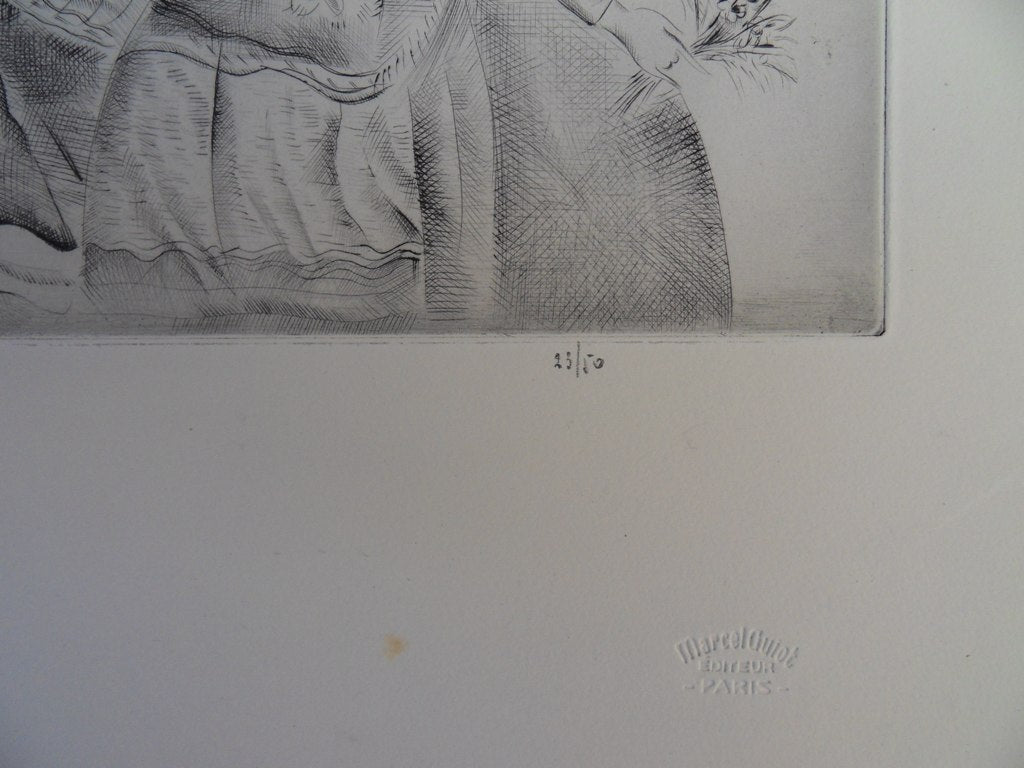 Mily POSSOZ : Jeune fille coquette - Gravure originale signée