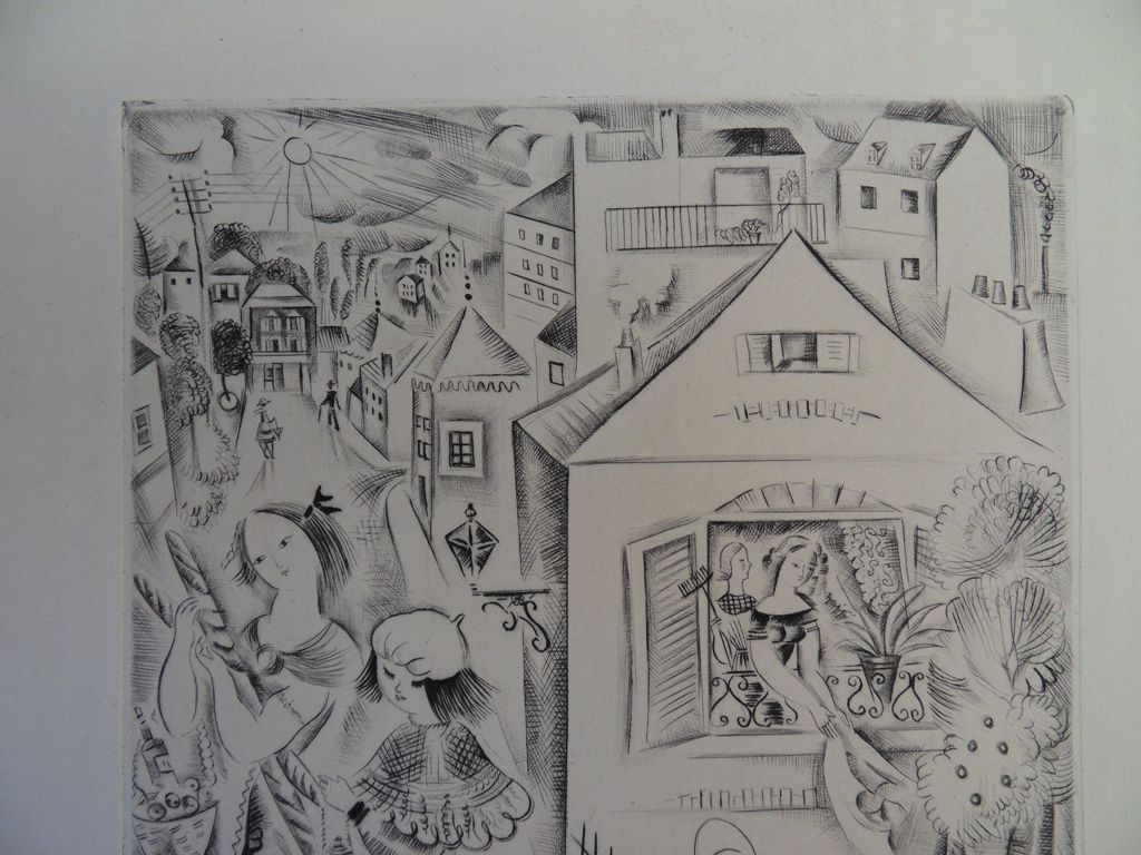 Mily POSSOZ : Les jeunes filles en promenade - Gravure originale signée