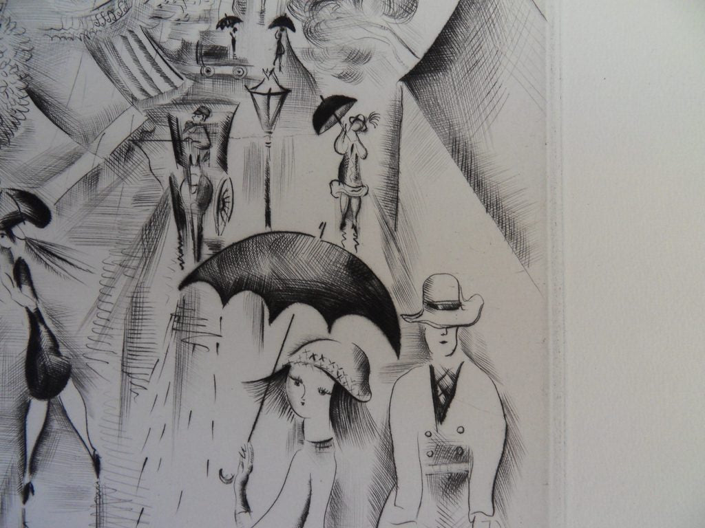 Mily POSSOZ : Paris sous la pluie - Gravure originale signée
