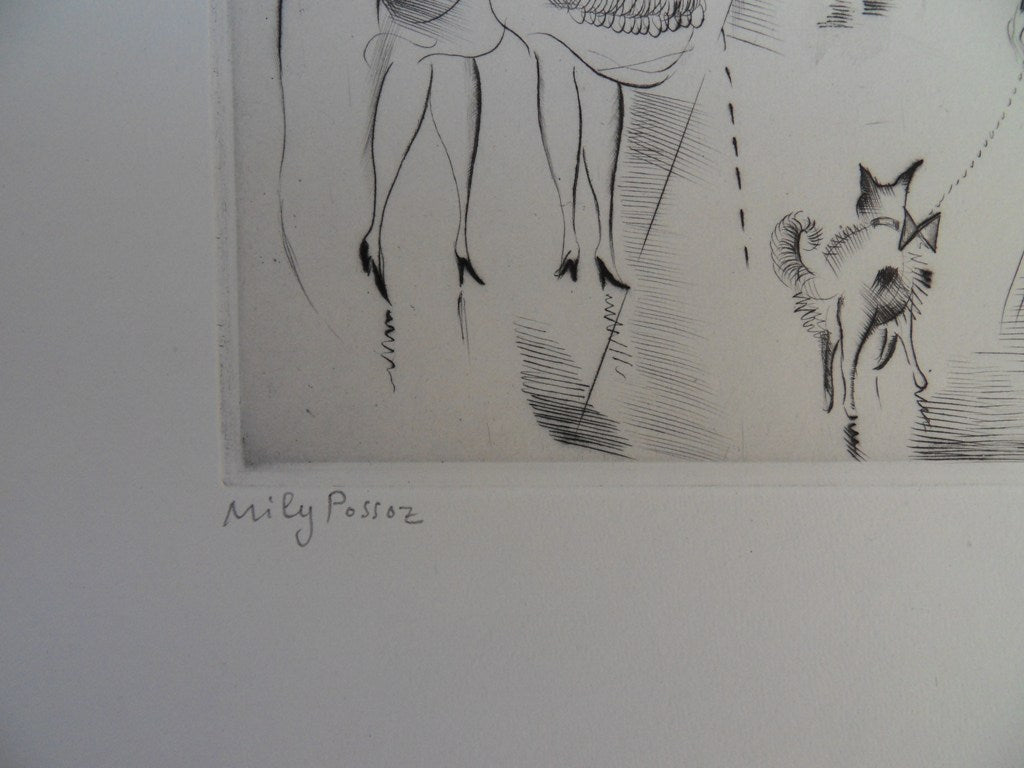 Mily POSSOZ : Paris sous la pluie - Gravure originale signée
