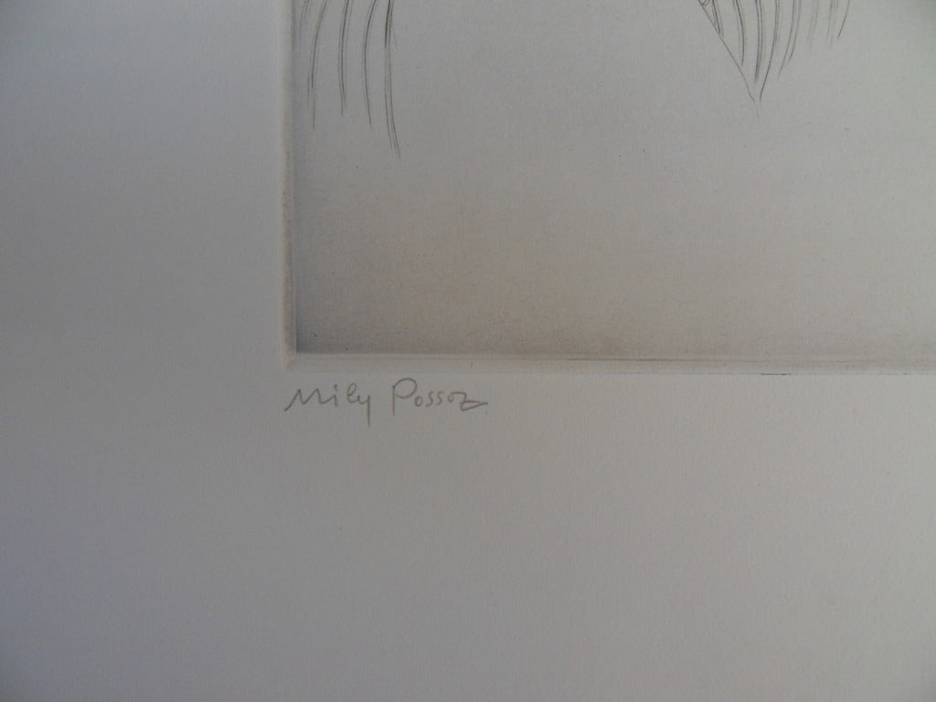 Mily POSSOZ : L'Enfant et le papillon - Gravure originale signée