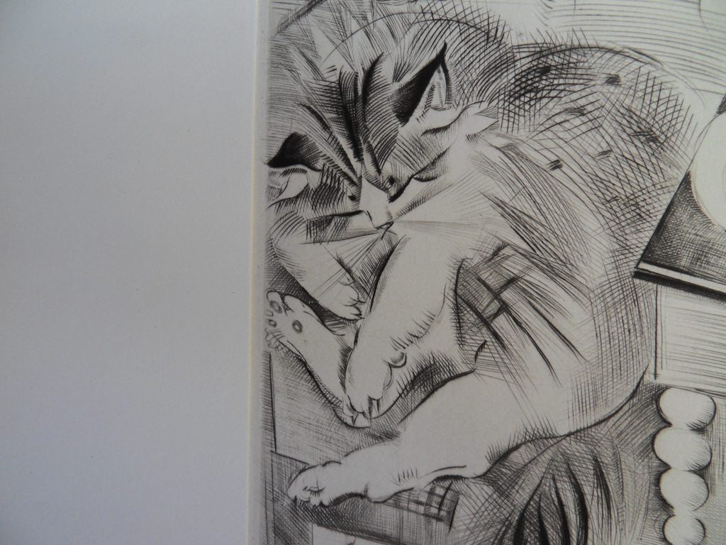 Mily POSSOZ : La sieste du chat - Gravure originale signée